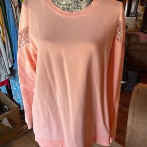 Peach Lace Accent Women's Top
